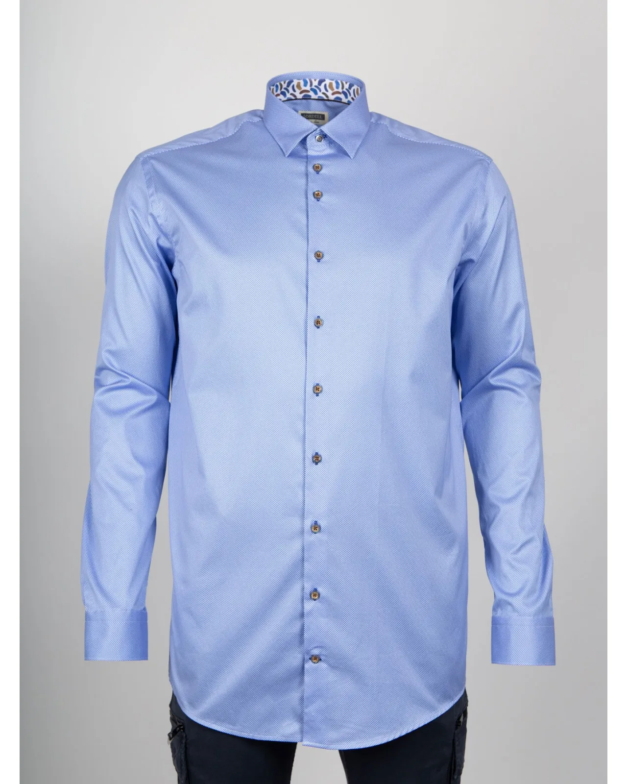 Chemise cintrée J.Ordell manches extra-longues 72 cm dobby bleu - Size-factory