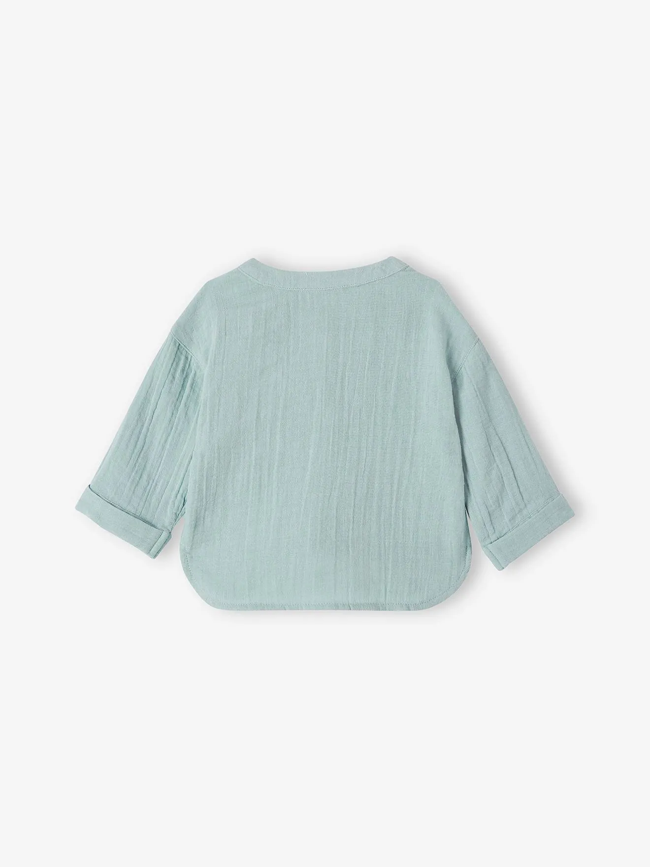 Chemise col mao bébé en gaze de coton personnalisable bleu grisé - Vertbaudet