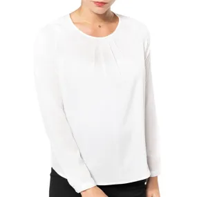 Chemise de service crêpe blanche manches longues femme - TOPTEX