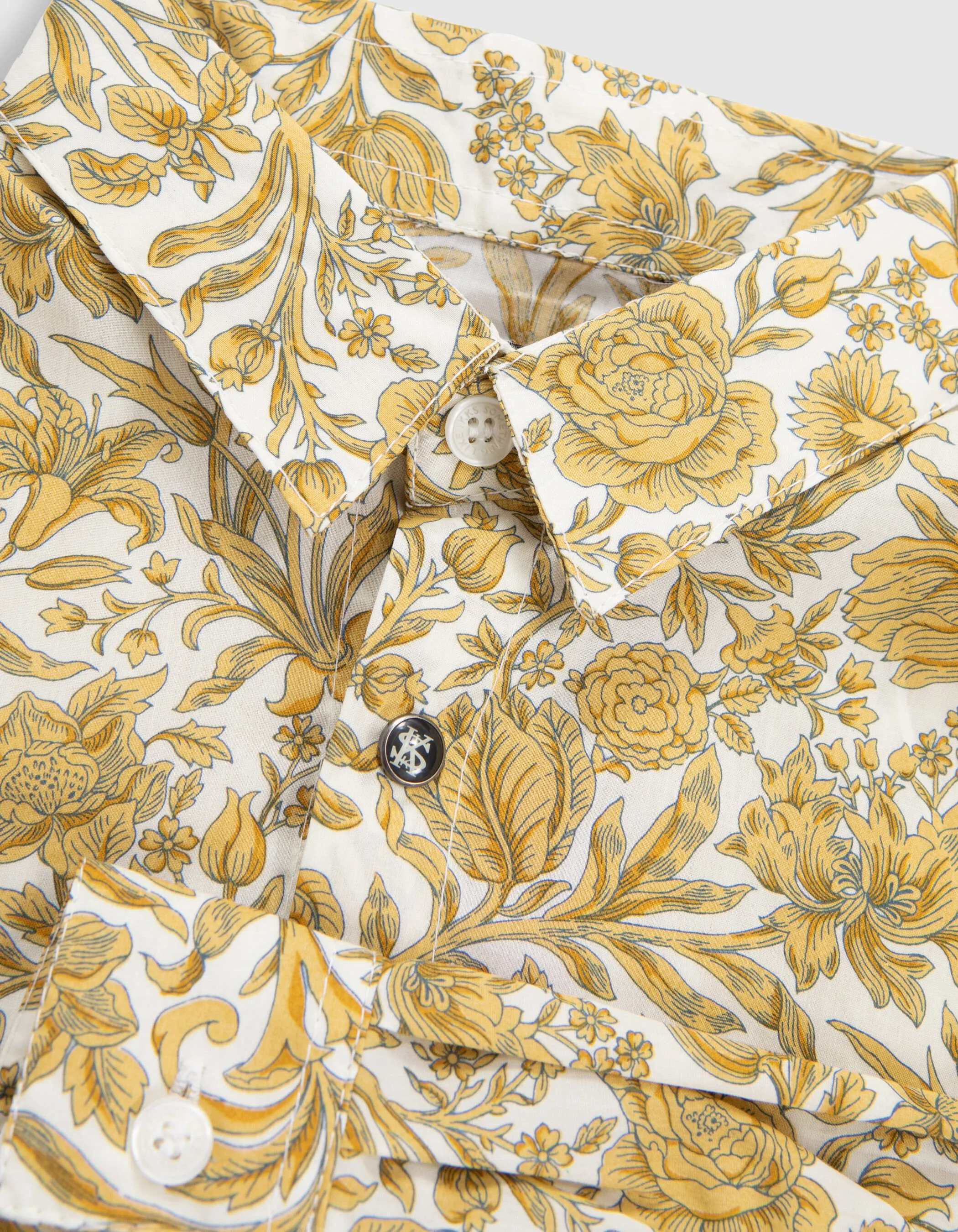 Chemise jaune imprimé fleurs baroques garçon