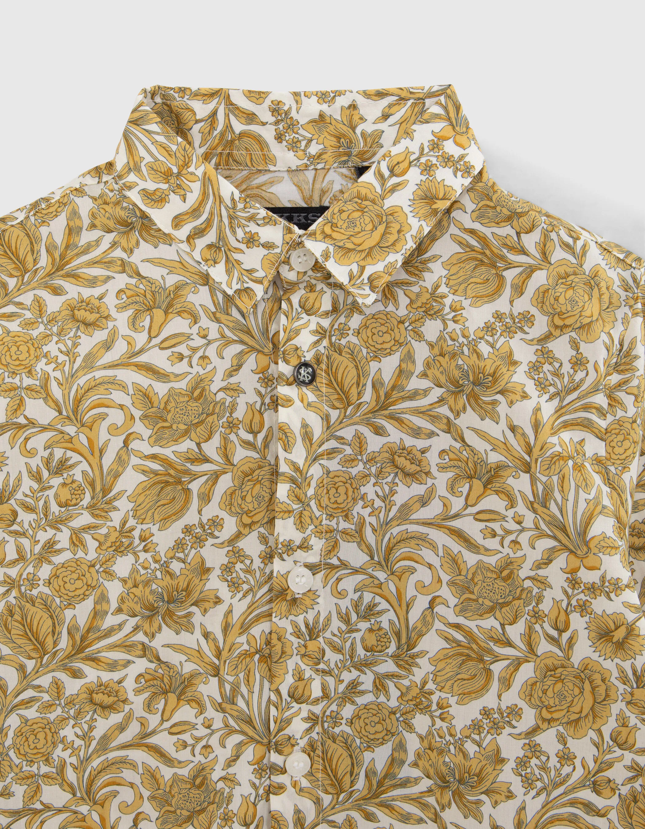 Chemise jaune imprimé fleurs baroques garçon