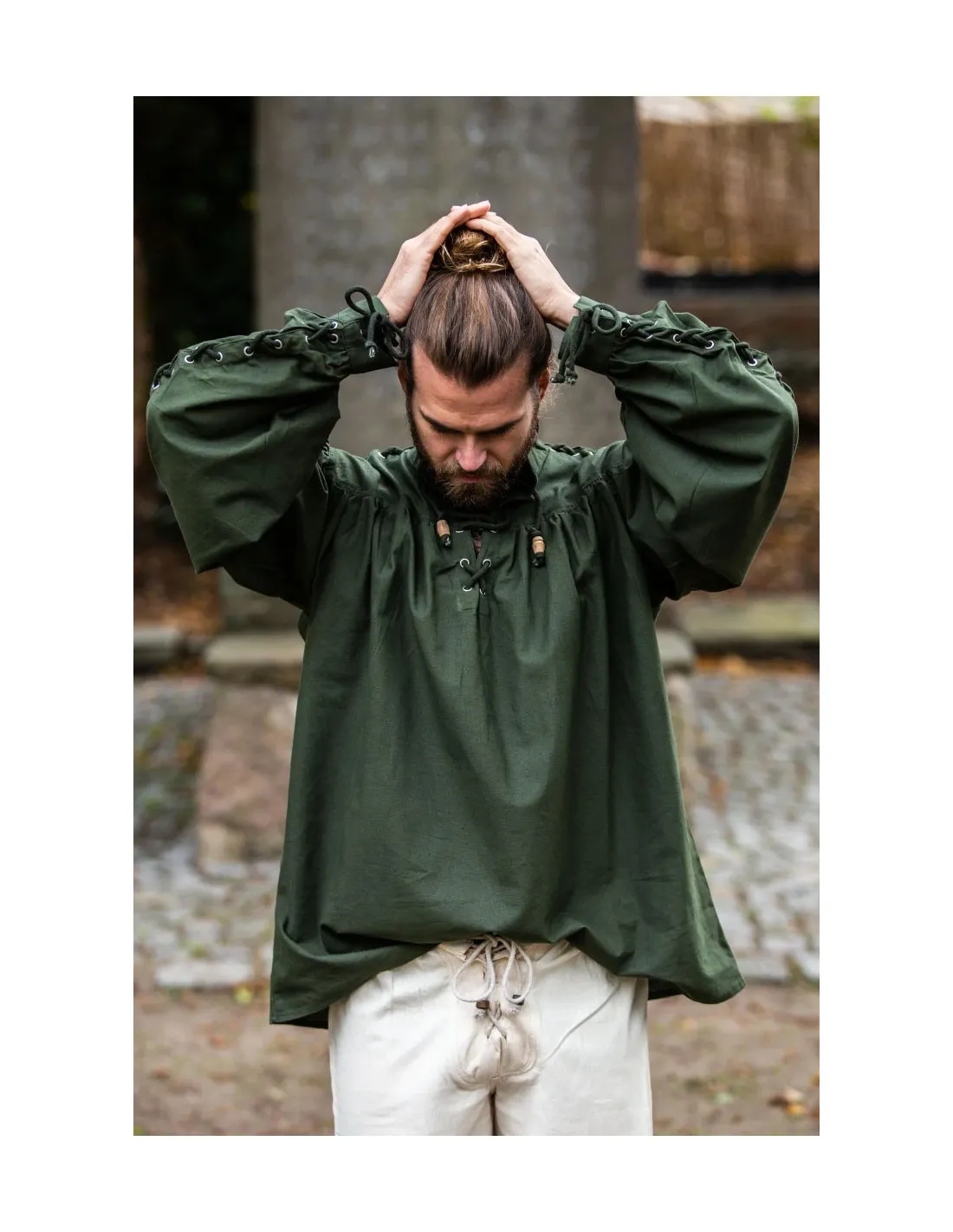 Chemise médiévale Adrian à lacets, vert ⚔️ Boutique Épées