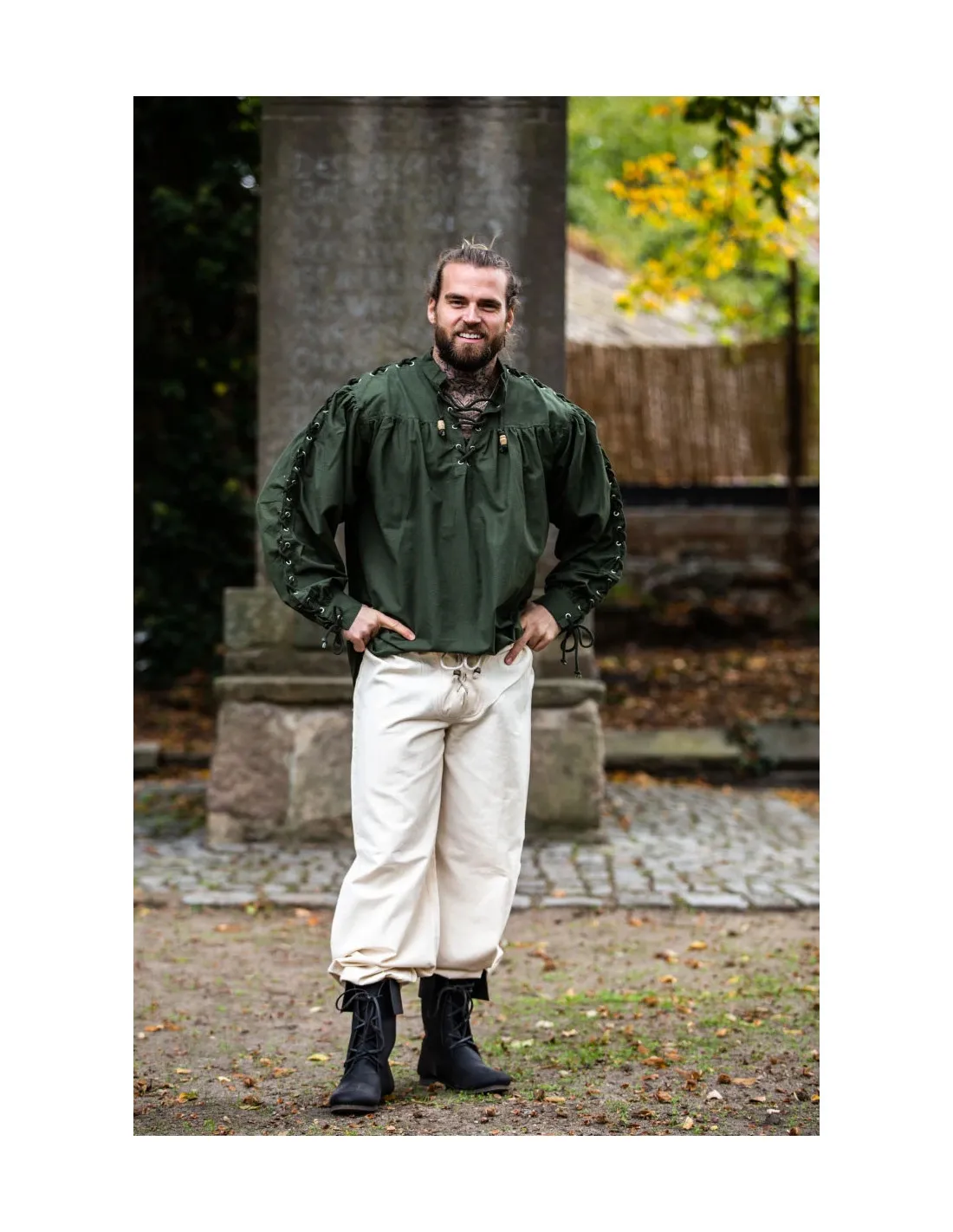 Chemise médiévale Adrian à lacets, vert ⚔️ Boutique Épées