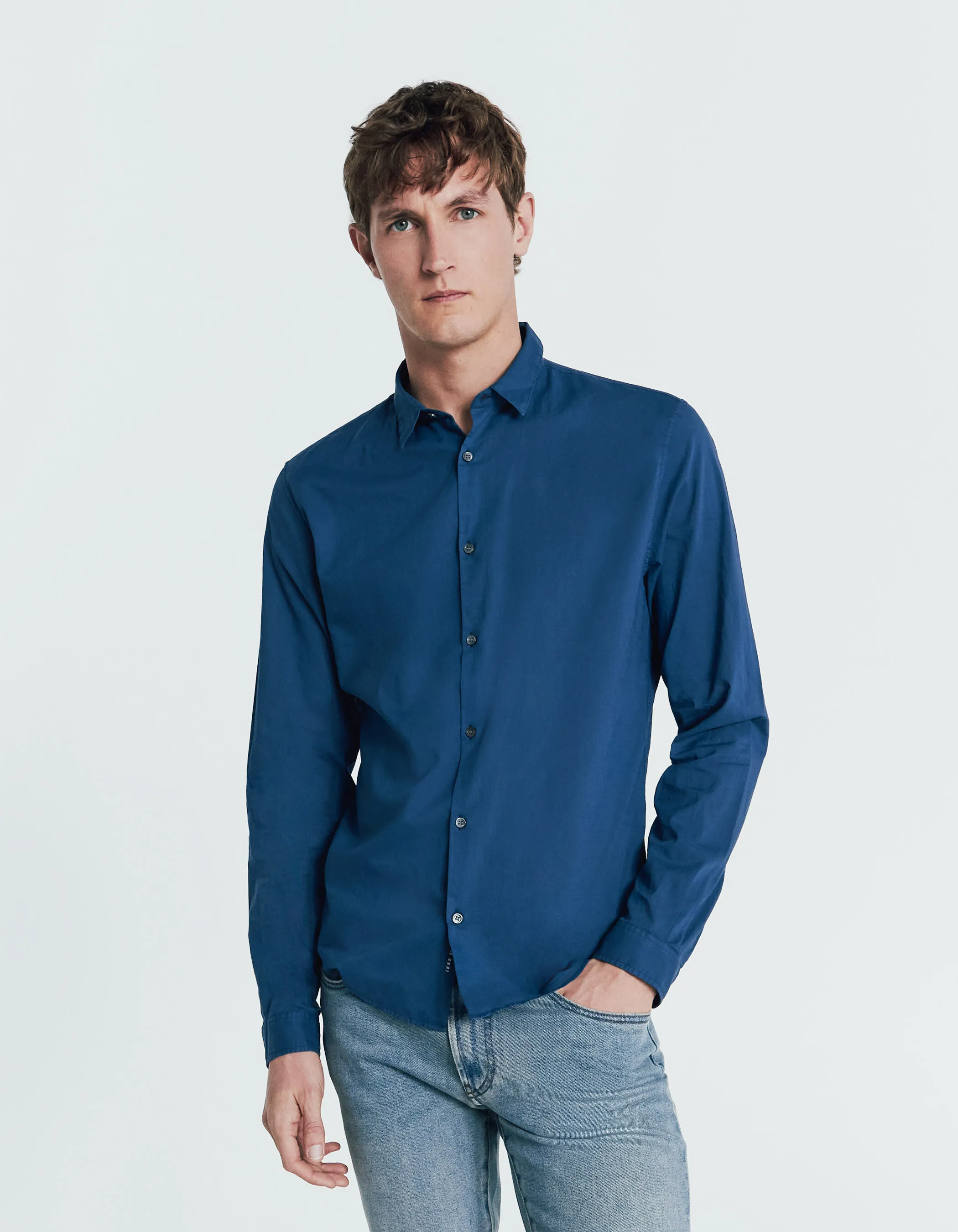 Chemise SLIM bleu denim en voile de coton bio Homme