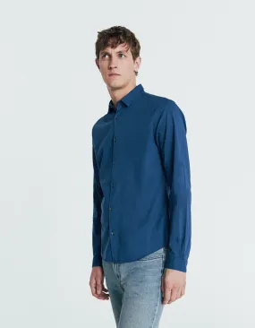 Chemise SLIM bleu denim en voile de coton bio Homme