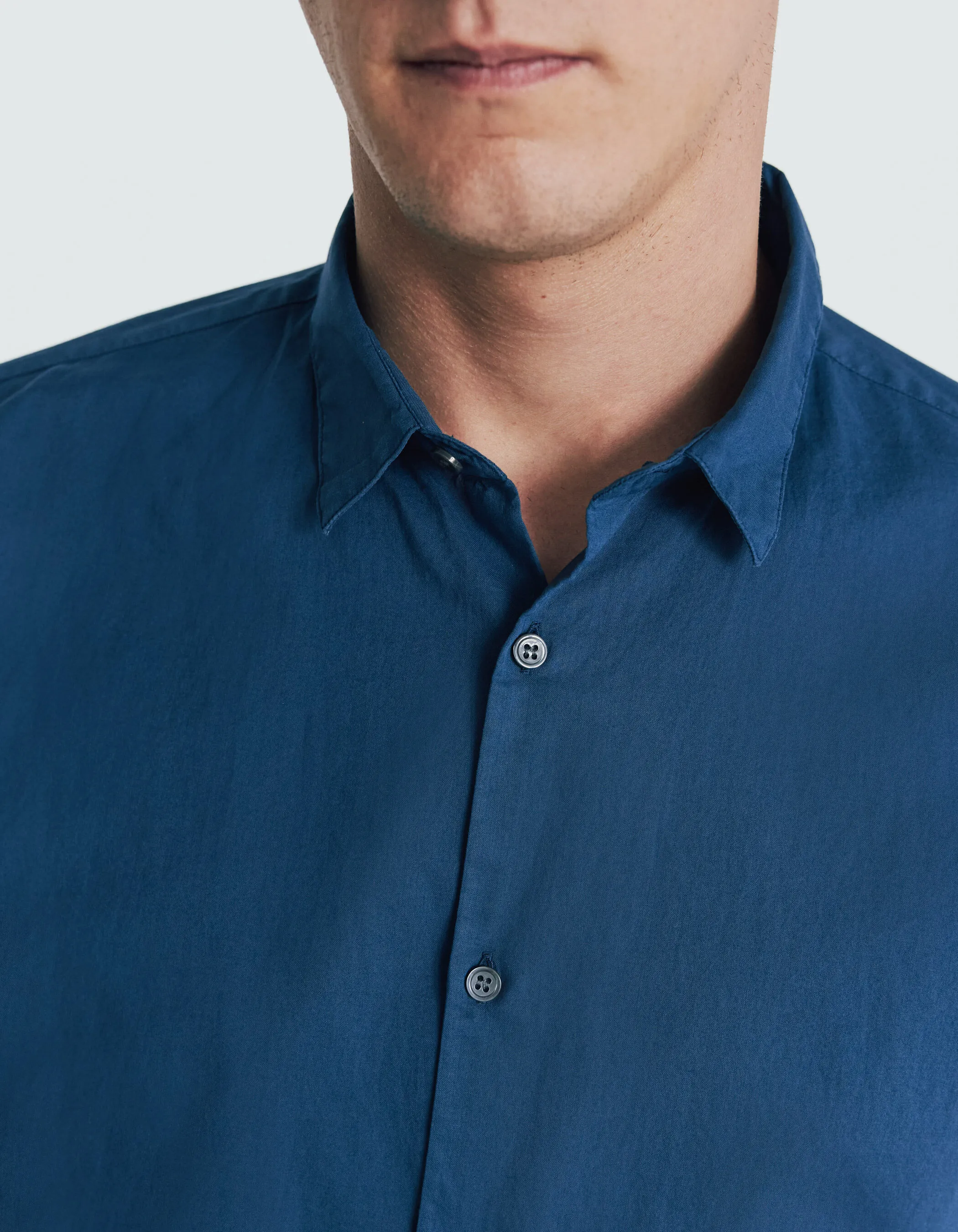 Chemise SLIM bleu denim en voile de coton bio Homme