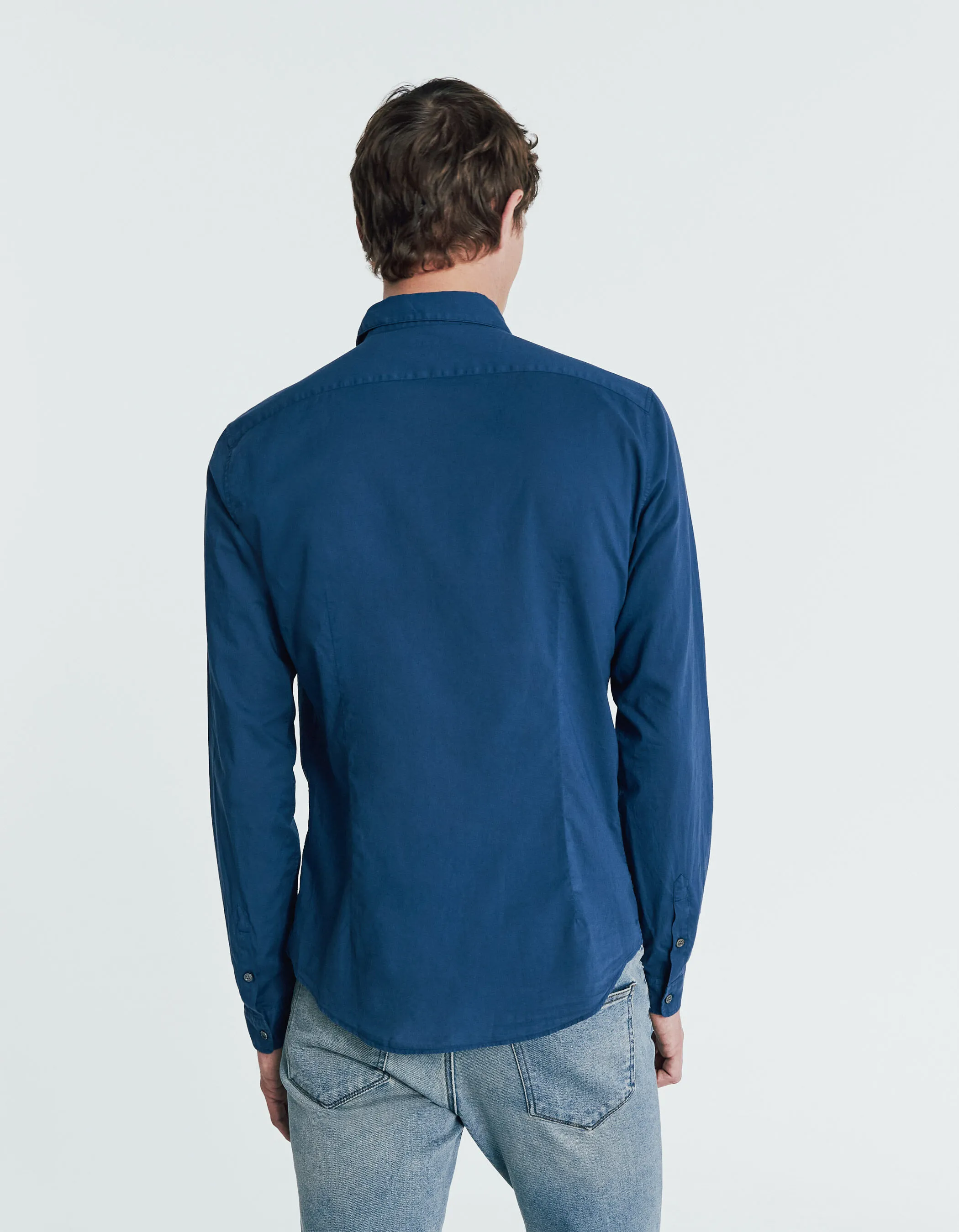 Chemise SLIM bleu denim en voile de coton bio Homme