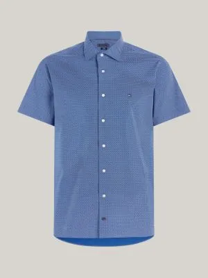 Chemise standard manches courtes micro-motif | Bleu | Tommy Hilfiger