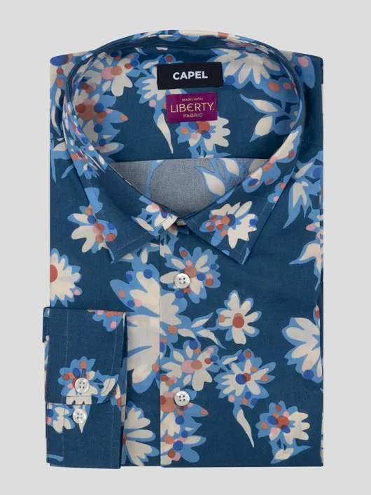 Chemise Tissu Liberty Gianni Capel Grande Taille marine homme grande taille - Capelstore