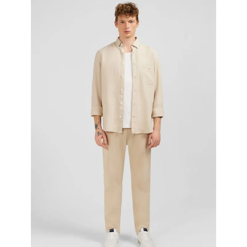 Chemise unie en lin beige homme - Eden Park | wimod