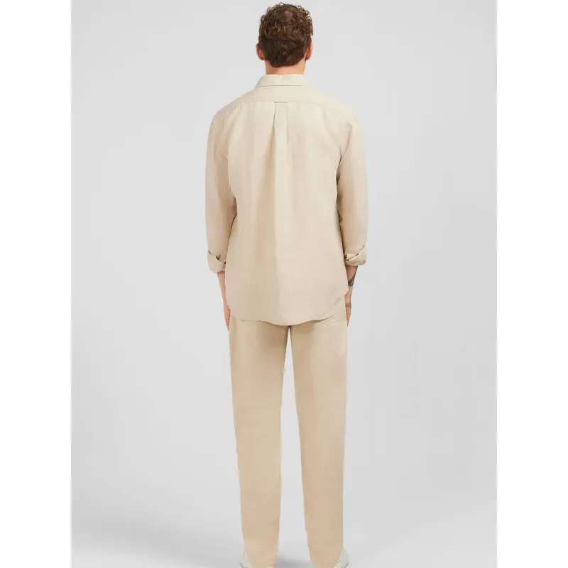 Chemise unie en lin beige homme - Eden Park | wimod