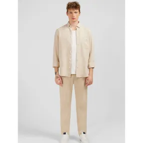 Chemise unie en lin beige homme - Eden Park | wimod