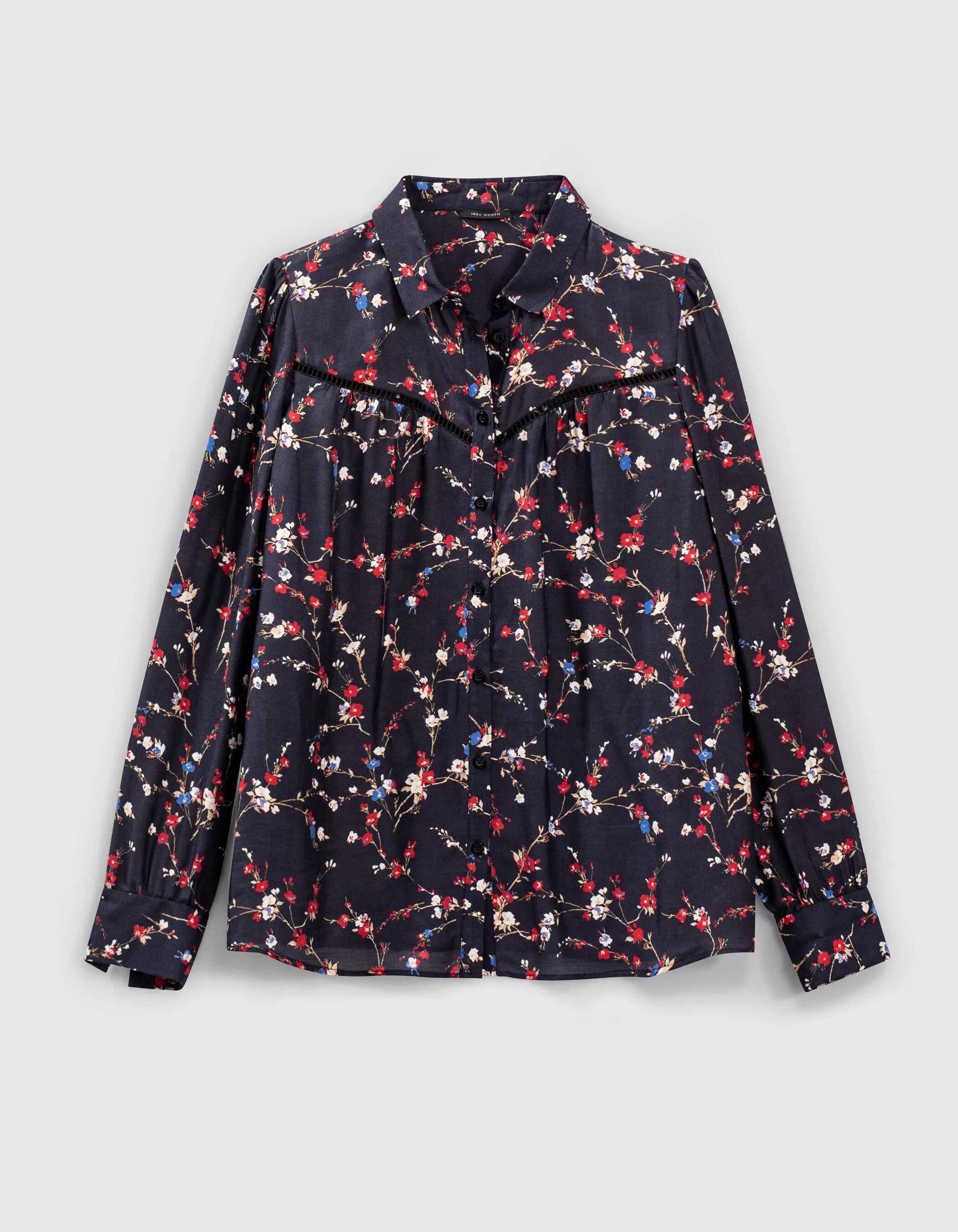 Chemise viscose et soie imprimé fleurs de cerisier femme