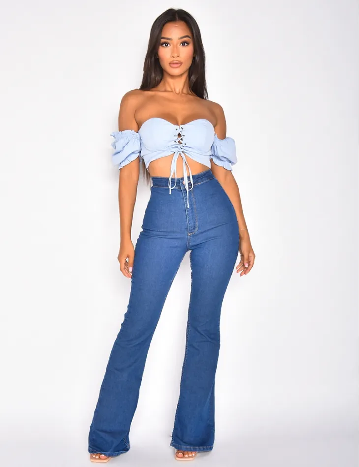 Crop top à lacet devant / 42379 - JEANS INDUSTRY