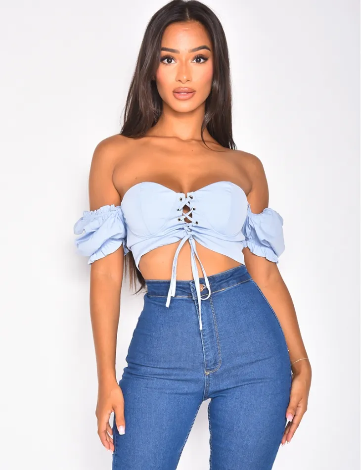 Crop top à lacet devant / 42379 - JEANS INDUSTRY