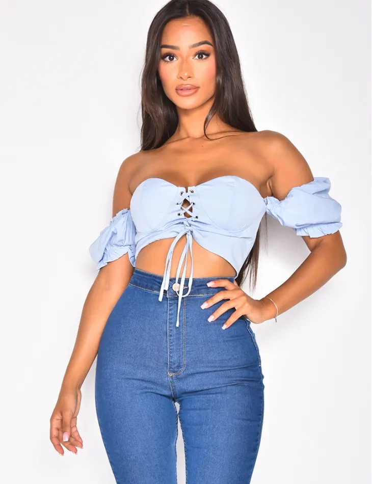 Crop top à lacet devant / 42379 - JEANS INDUSTRY