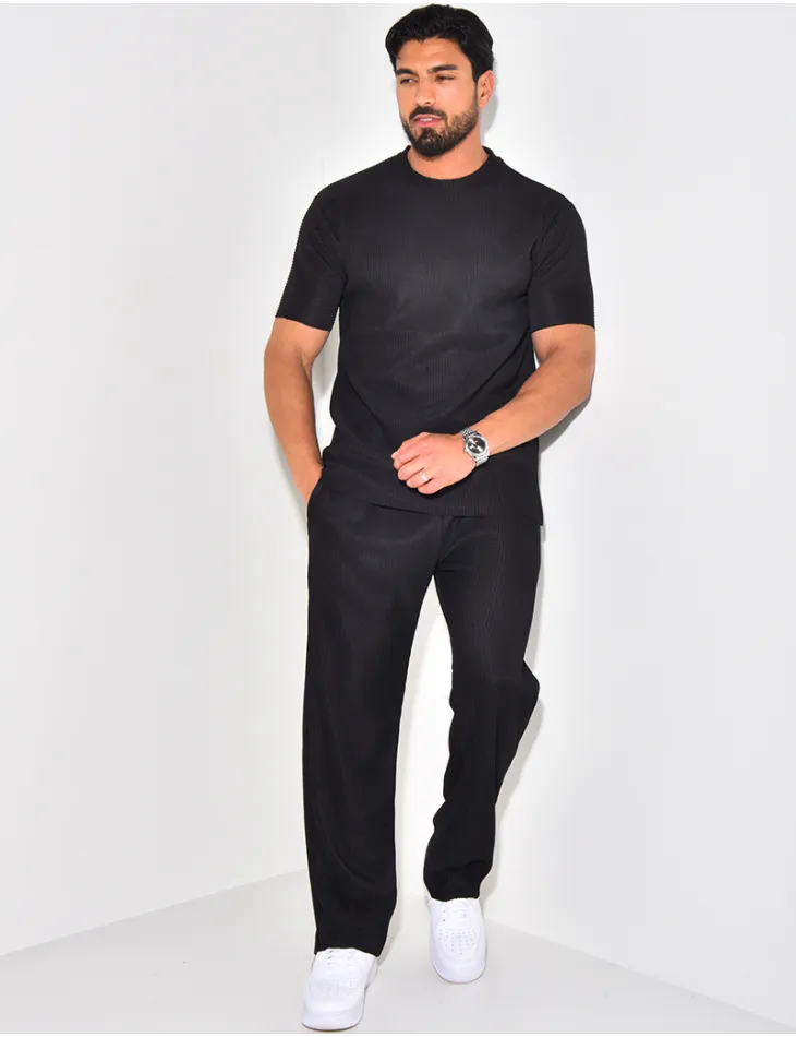 Ensemble pantalon et t-shirt plissé / 62897 - JEANS INDUSTRY