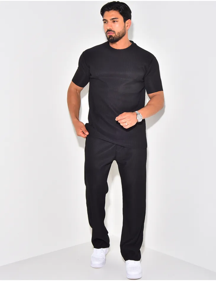 Ensemble pantalon et t-shirt plissé / 62897 - JEANS INDUSTRY