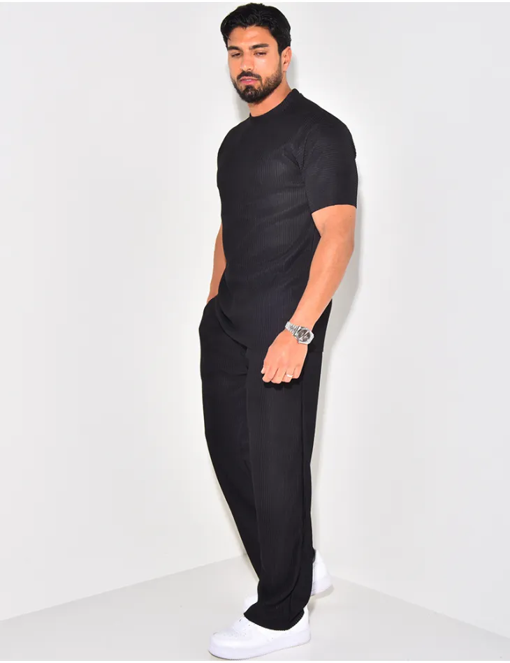 Ensemble pantalon et t-shirt plissé / 62897 - JEANS INDUSTRY