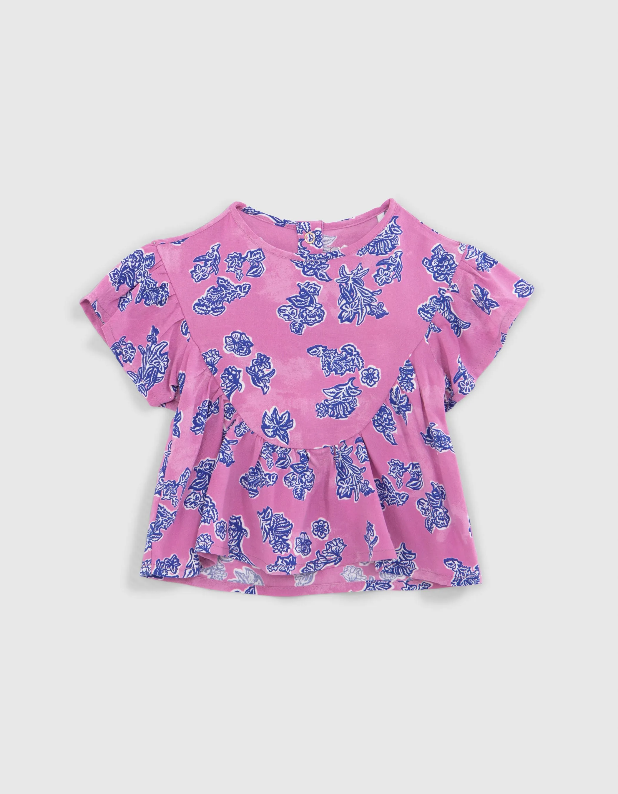 Ensemble top mauve et pantalon marine bébé fille