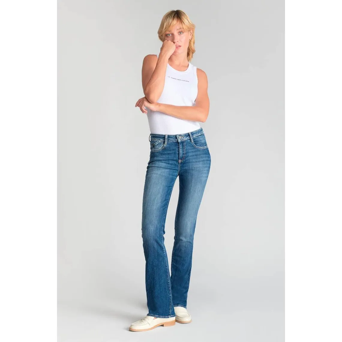 Jeans bootcut POWER bootcut, longueur 34 bleu en coton Gigi | 3 Suisses