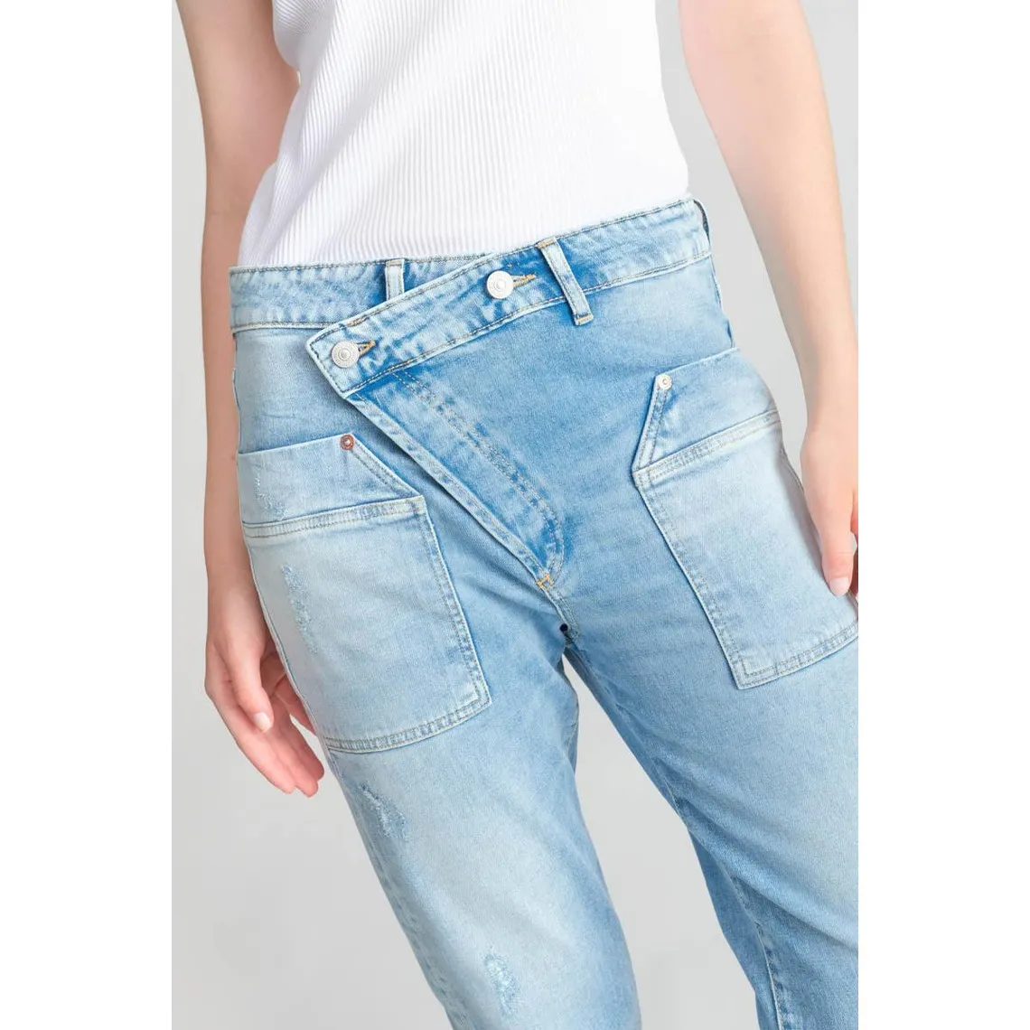 Jeans boyfit cosy, 7/8ème bleu en coton Ivy | 3 Suisses