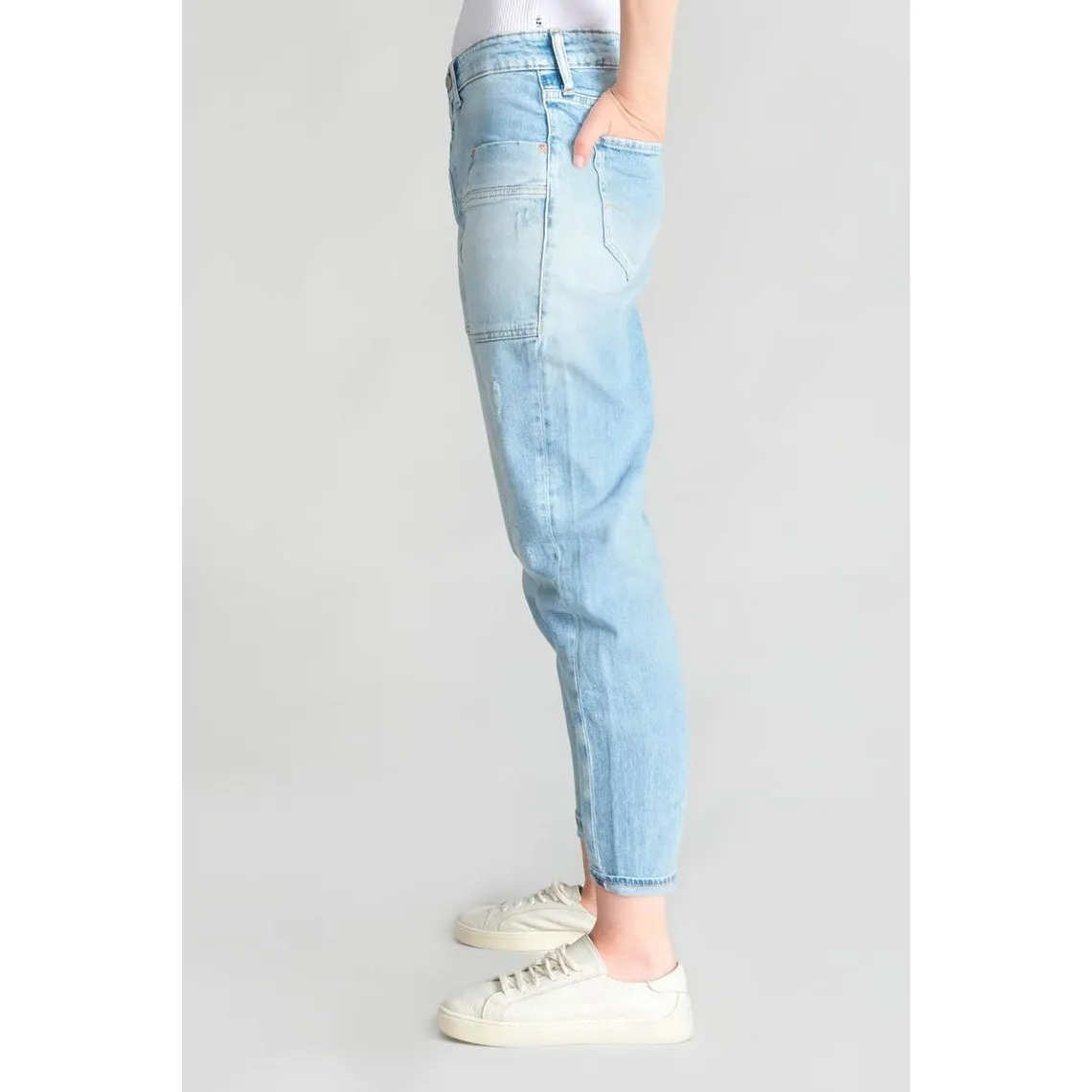 Jeans boyfit cosy, 7/8ème bleu en coton Ivy | 3 Suisses