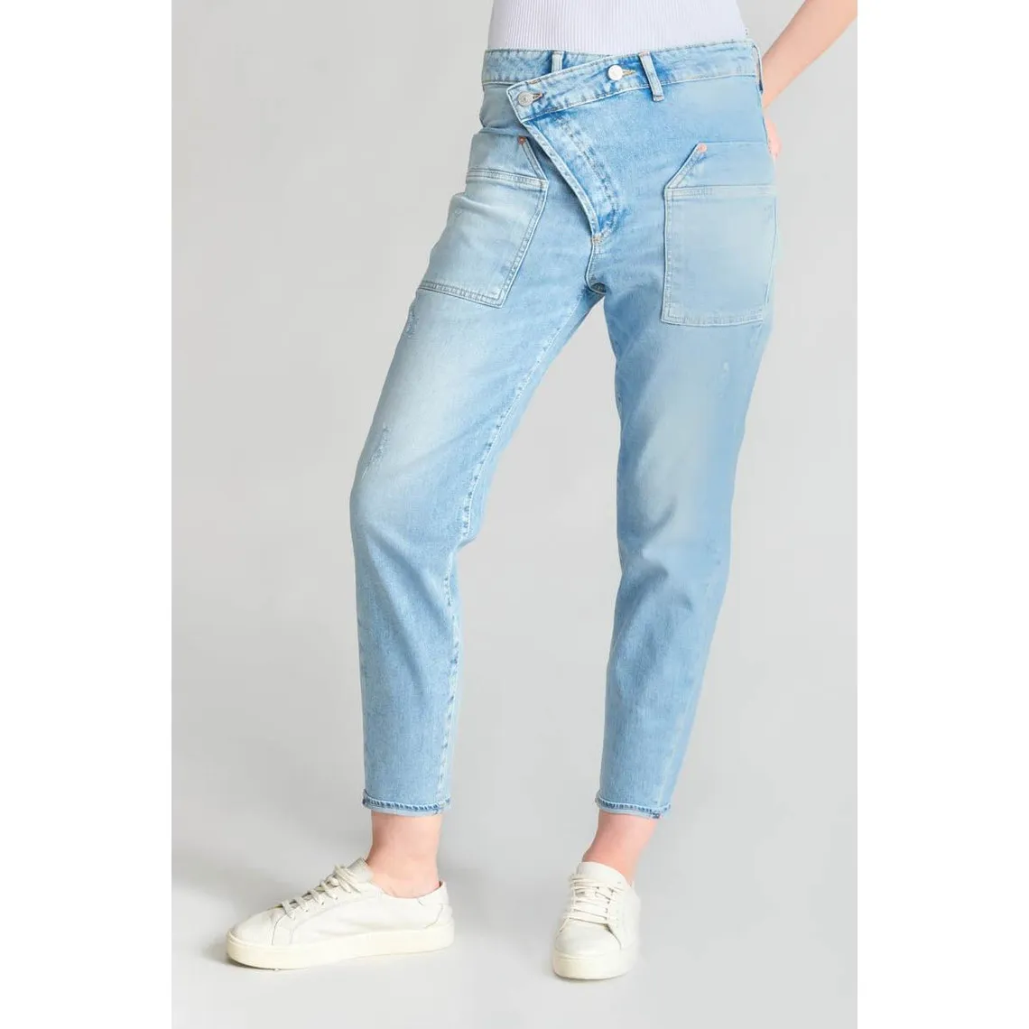 Jeans boyfit cosy, 7/8ème bleu en coton Ivy | 3 Suisses