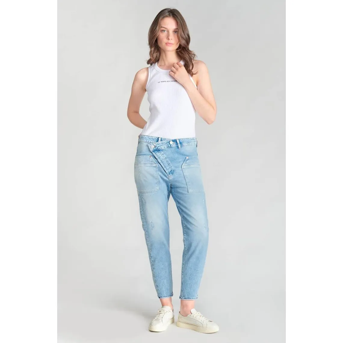 Jeans boyfit cosy, 7/8ème bleu en coton Ivy | 3 Suisses