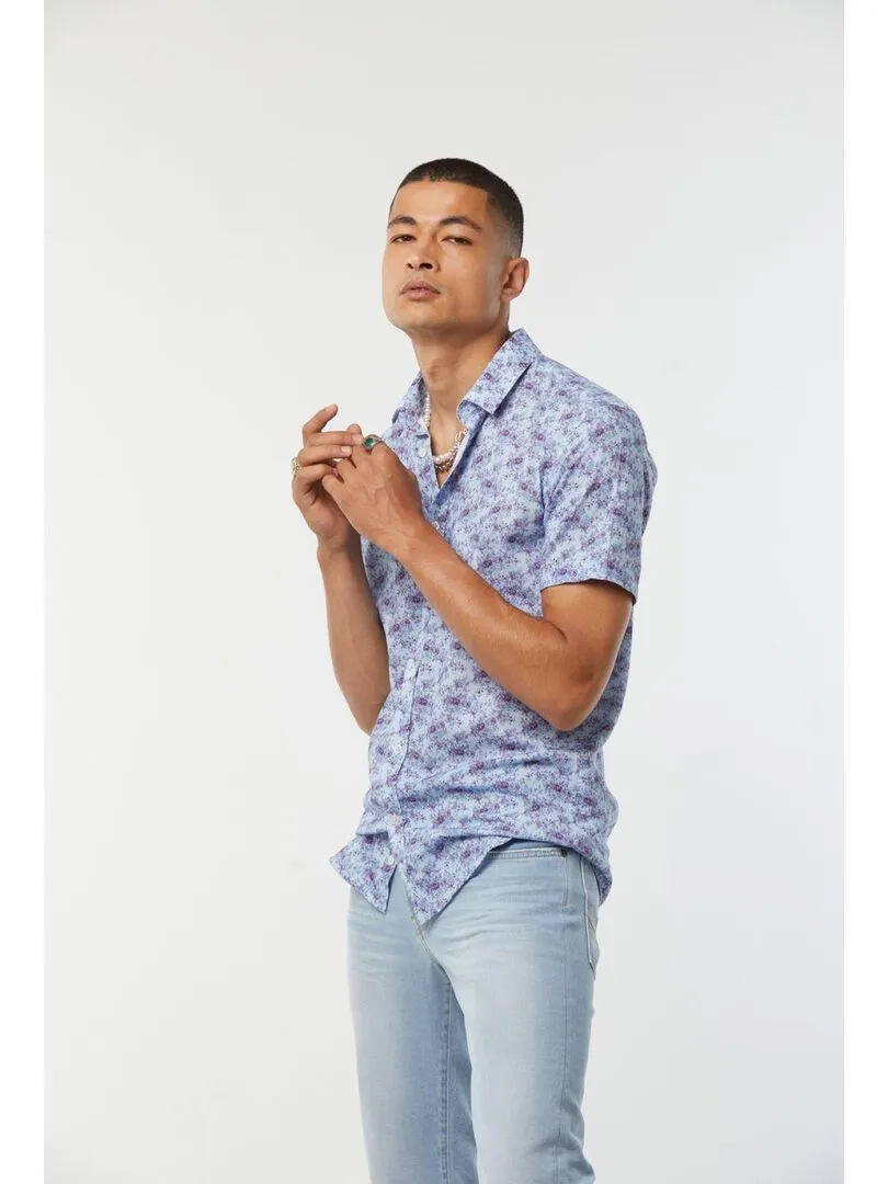 Lee Cooper - Chemise manches courtes coton slim DINOLO - Bleu