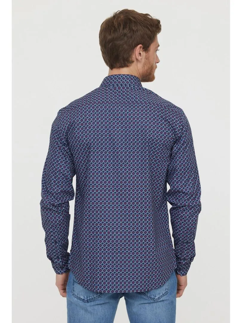 Lee Cooper - Chemise manches longues coton regular DELICO - Bleu marine