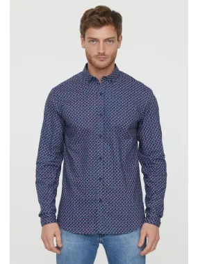 Lee Cooper - Chemise manches longues coton regular DELICO - Bleu marine