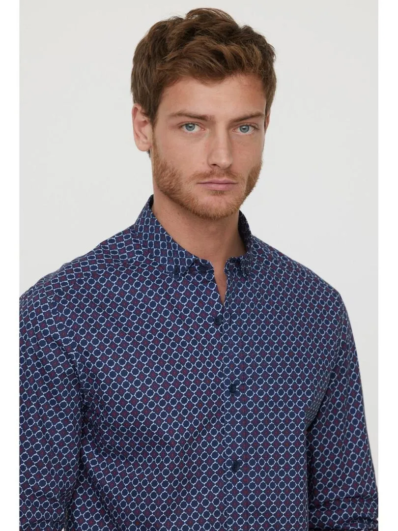 Lee Cooper - Chemise manches longues coton regular DELICO - Bleu marine