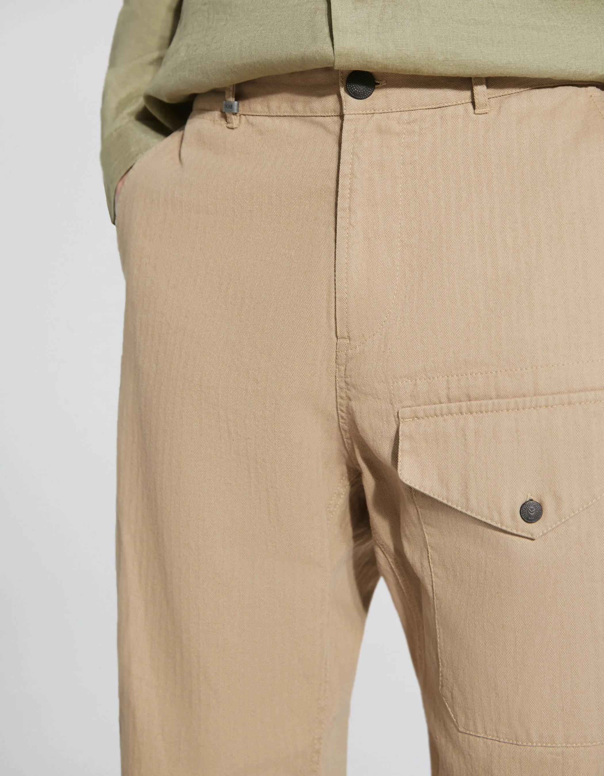 Pantalon chino SLIM beige à chevrons Homme