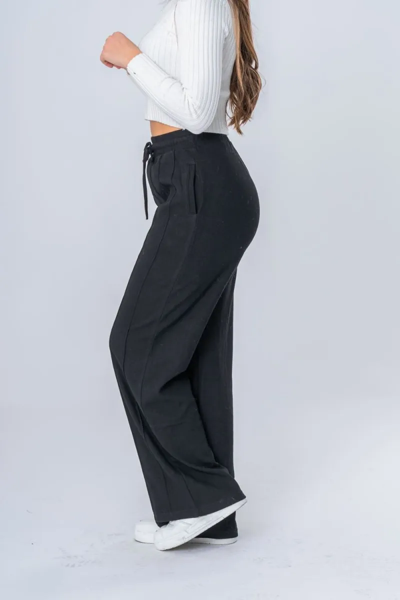 Pantalon de jogging droit nervuré noir