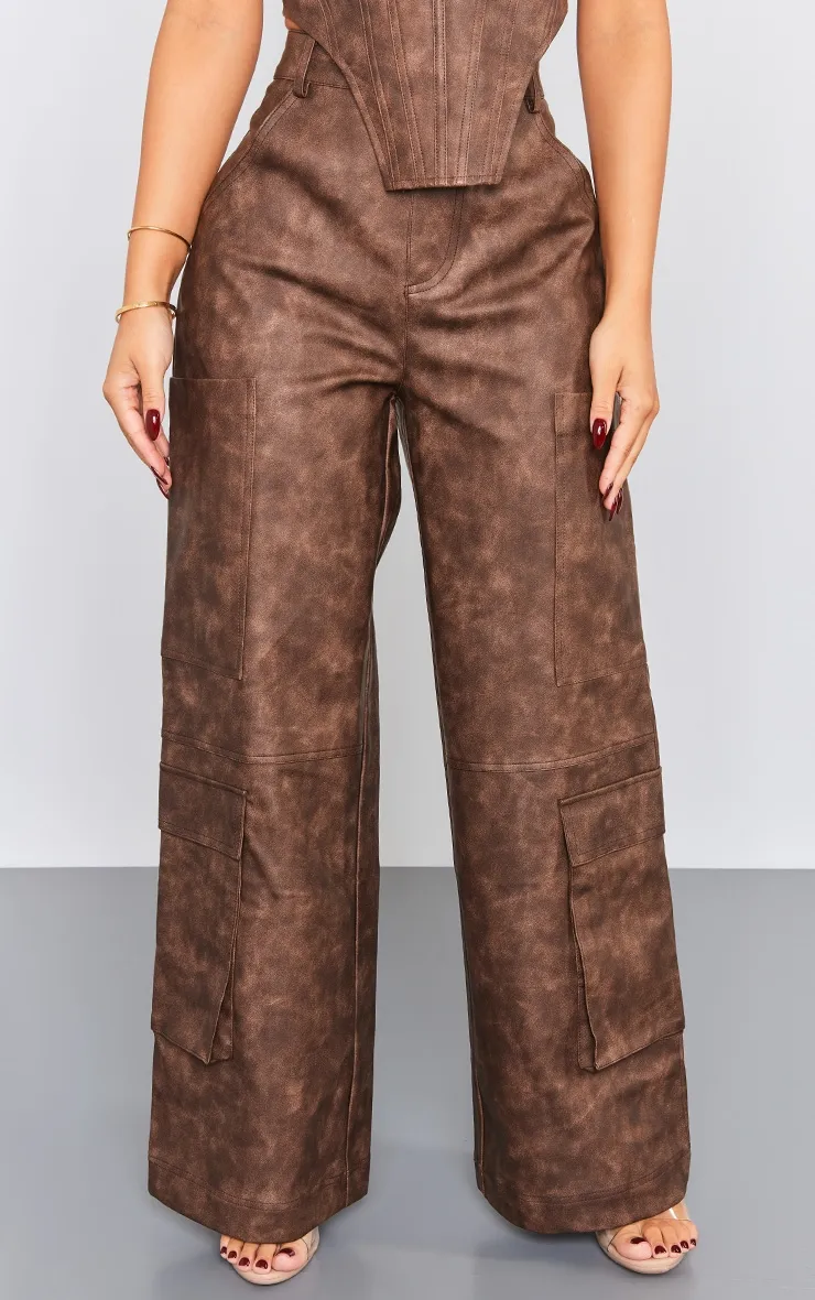 Petite Pantalon  marron délavé à détail poches