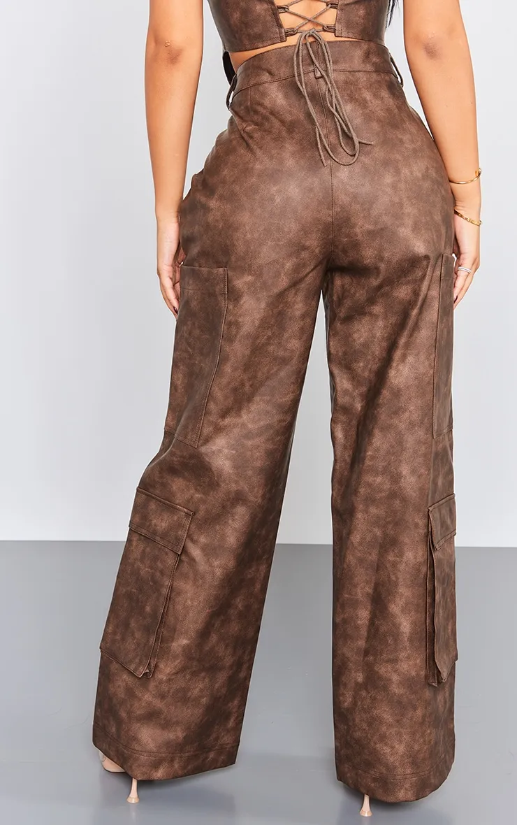 Petite Pantalon  marron délavé à détail poches