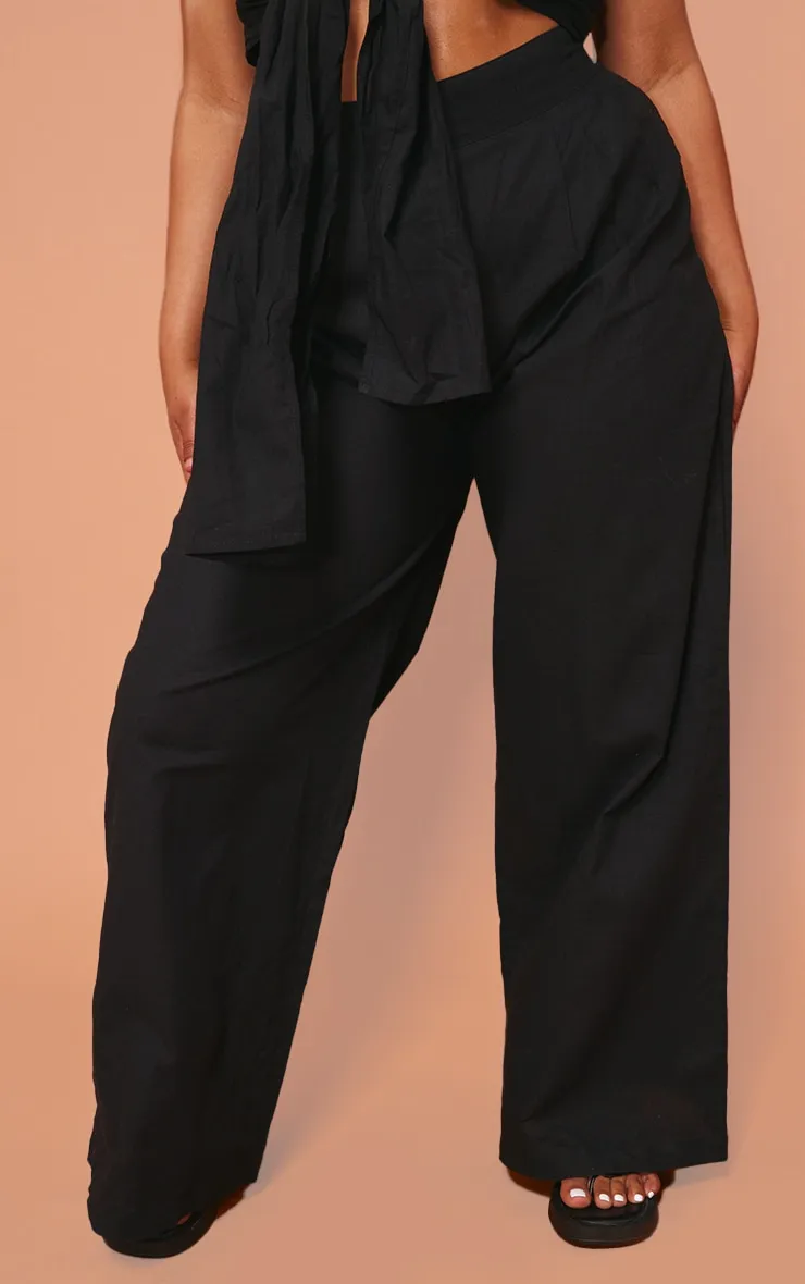 Plus Pantalon large effet lin noir