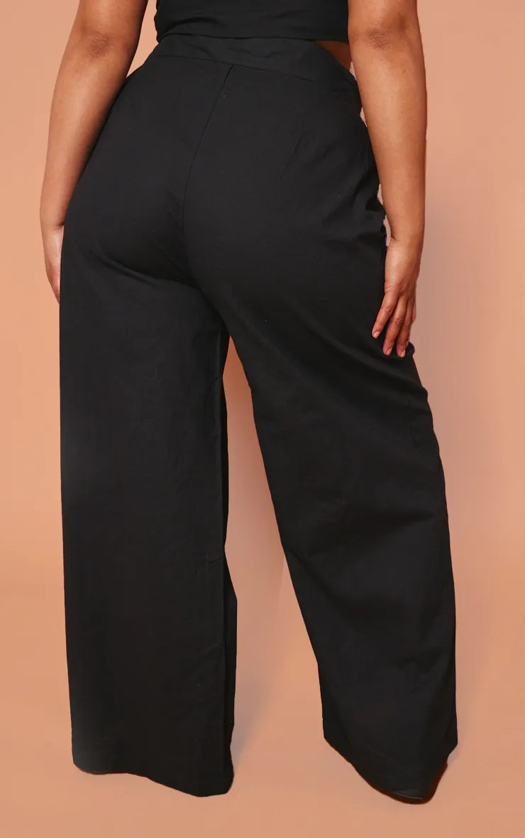 Plus Pantalon large effet lin noir