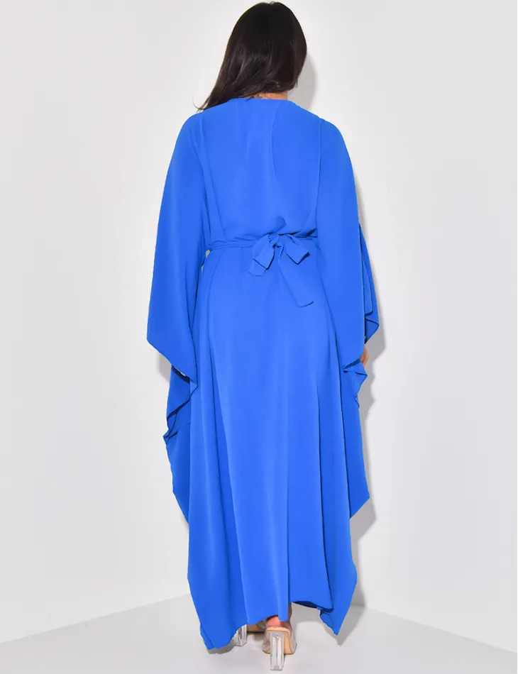 Robe abaya ajustée à broderies en cordes et sequins / 59587 - JEANS INDUSTRY