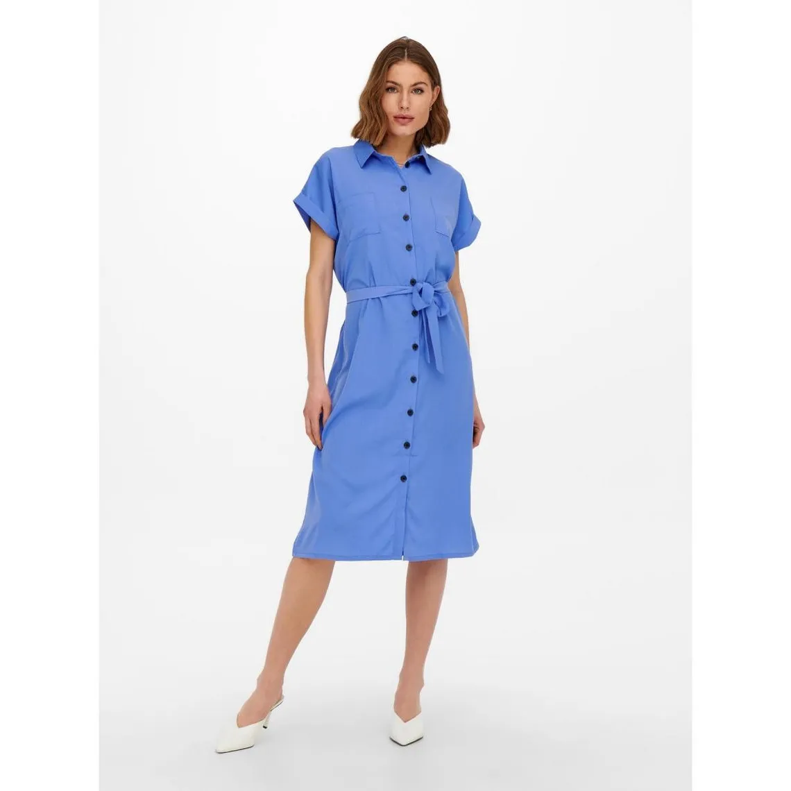 Robe chemise Manches courtes Au-dessus du genou Poignets repliés bleu Xia | 3 Suisses