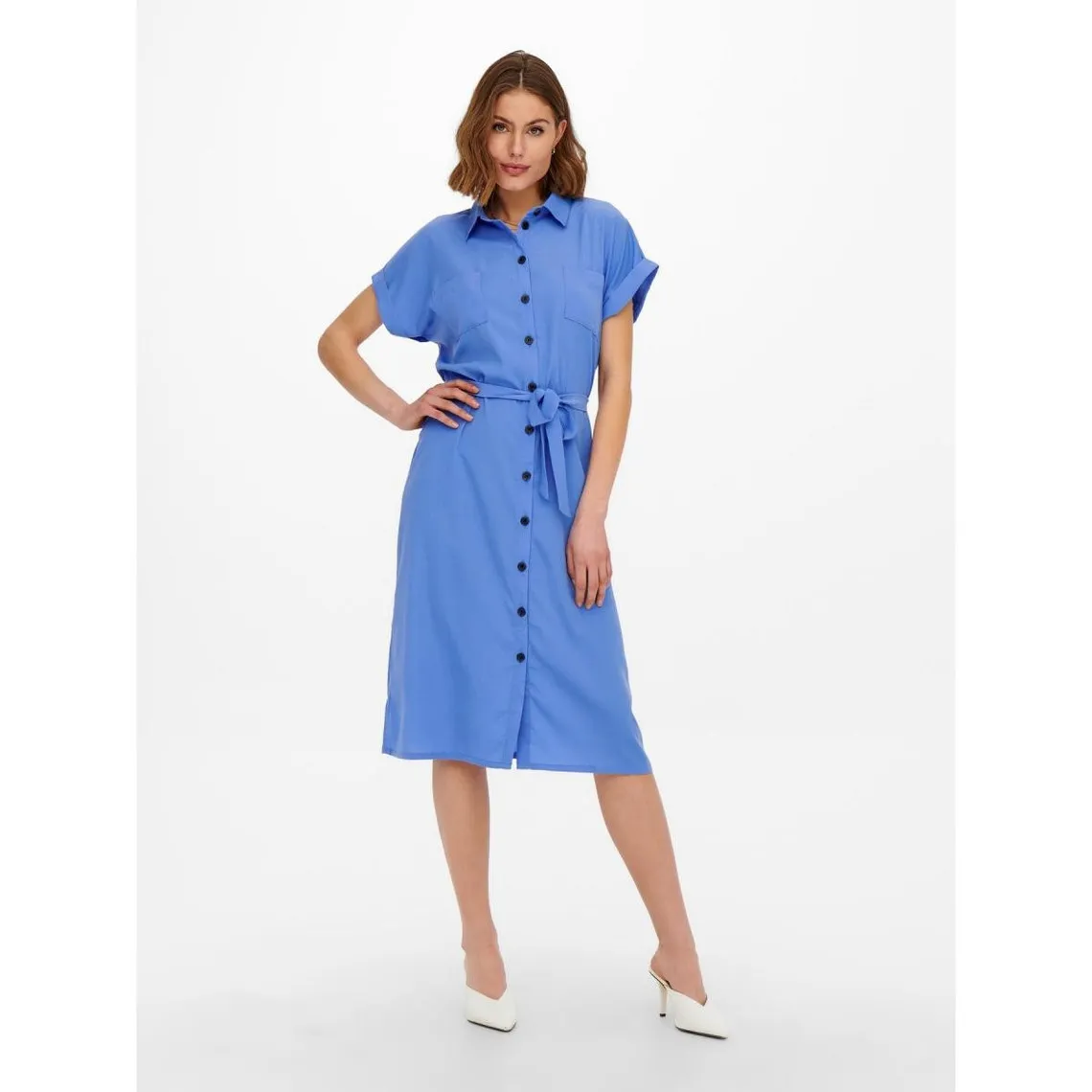 Robe chemise Manches courtes Au-dessus du genou Poignets repliés bleu Xia | 3 Suisses