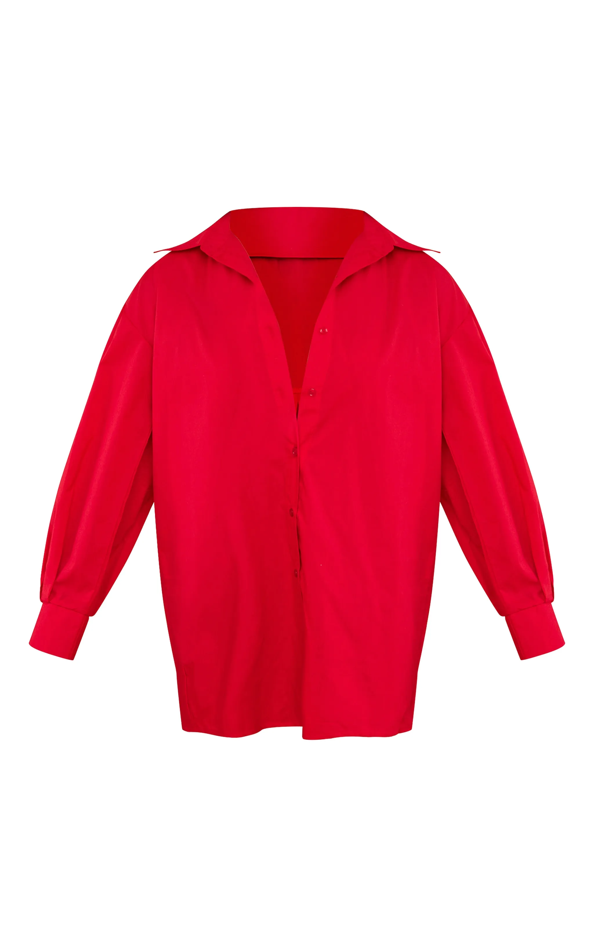 Robe chemise oversize en popeline de coton rouge tomate