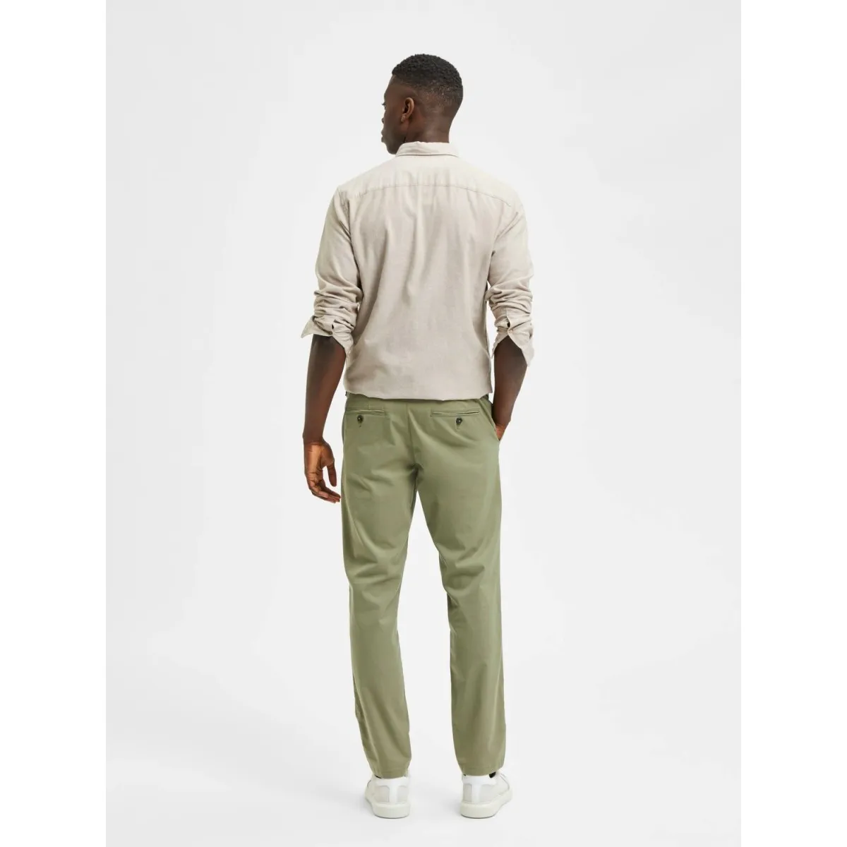 Selected homme - Pantalon chino ajusté vert lichen