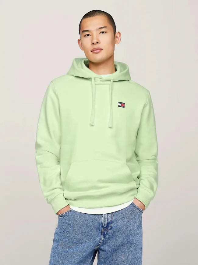 Sweat à capuche regular badge vert homme - Tommy Jeans | wimod