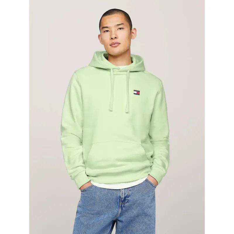 Sweat à capuche regular badge vert homme - Tommy Jeans | wimod