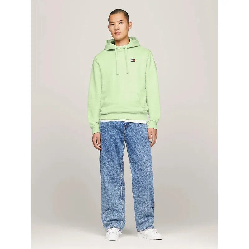 Sweat à capuche regular badge vert homme - Tommy Jeans | wimod