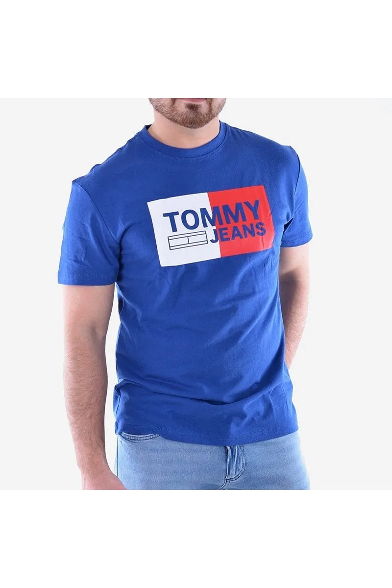 T shirt Tommy jeans homme essential split box DM0DM05549 bleu