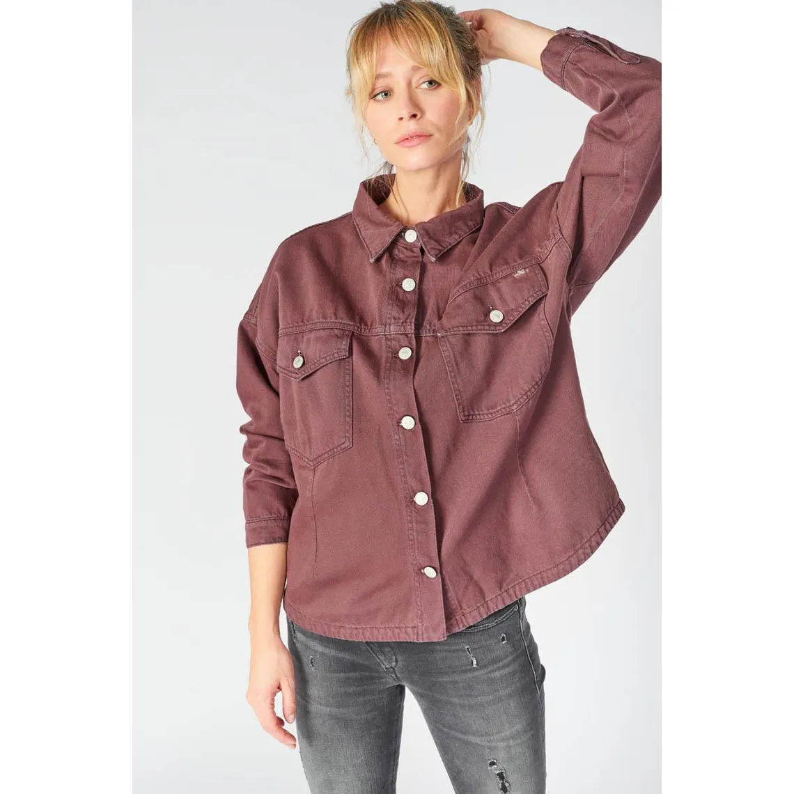 Veste Eliza en jeans lie de vin violet | 3 Suisses