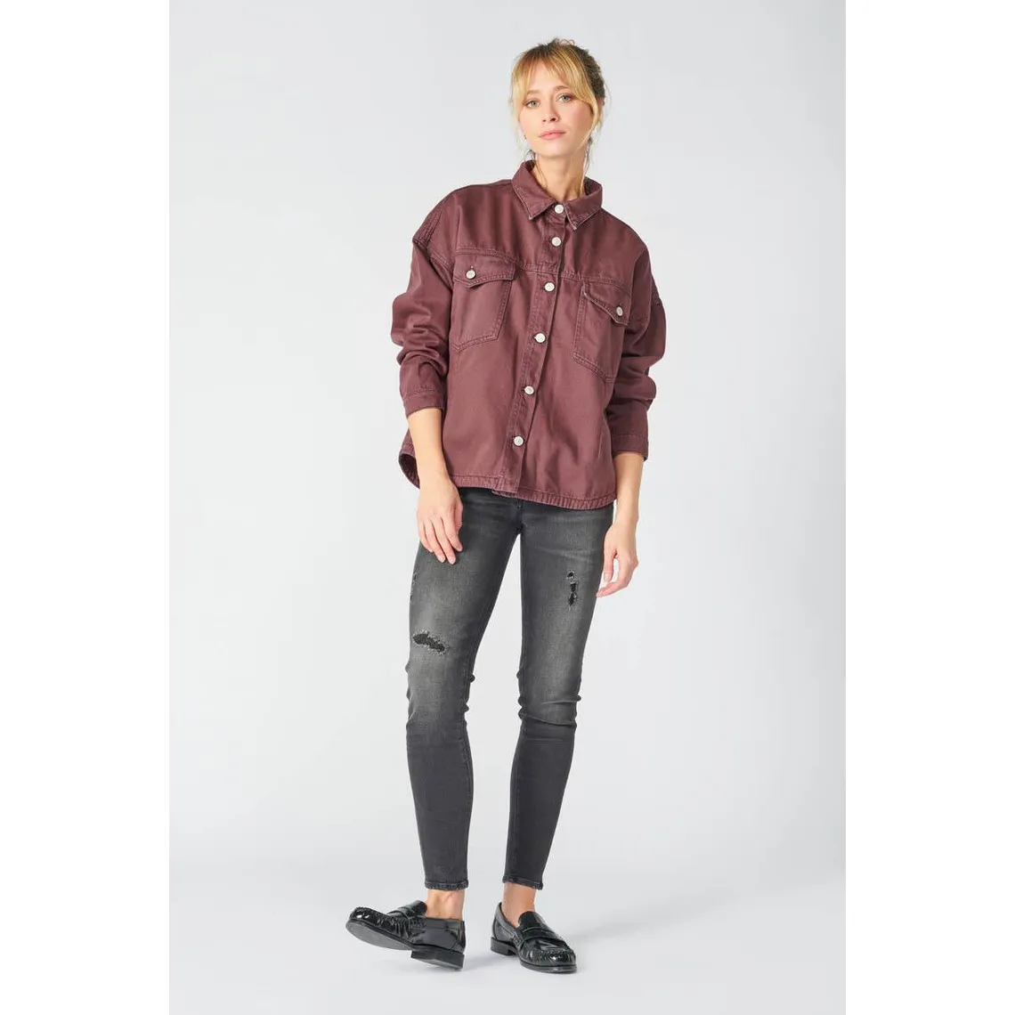 Veste Eliza en jeans lie de vin violet | 3 Suisses